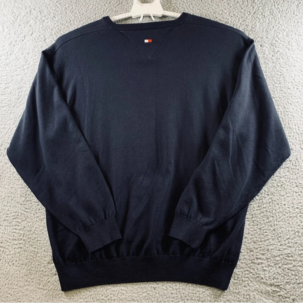 Tommy Hilfiger Golf Sweater Men's Long Sleeve‎ V Neck Pullover Cotton Navy XXL